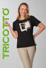 Tricotto black t-shirt with front gold sequin print detail