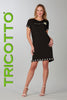 Tricotto black t-shirt dress with silver sequin floral detail on front & back