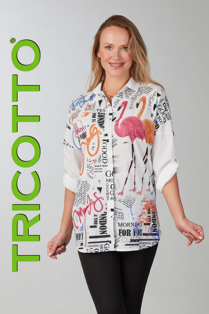 Tricotto Blouse with sequin fashion print detail