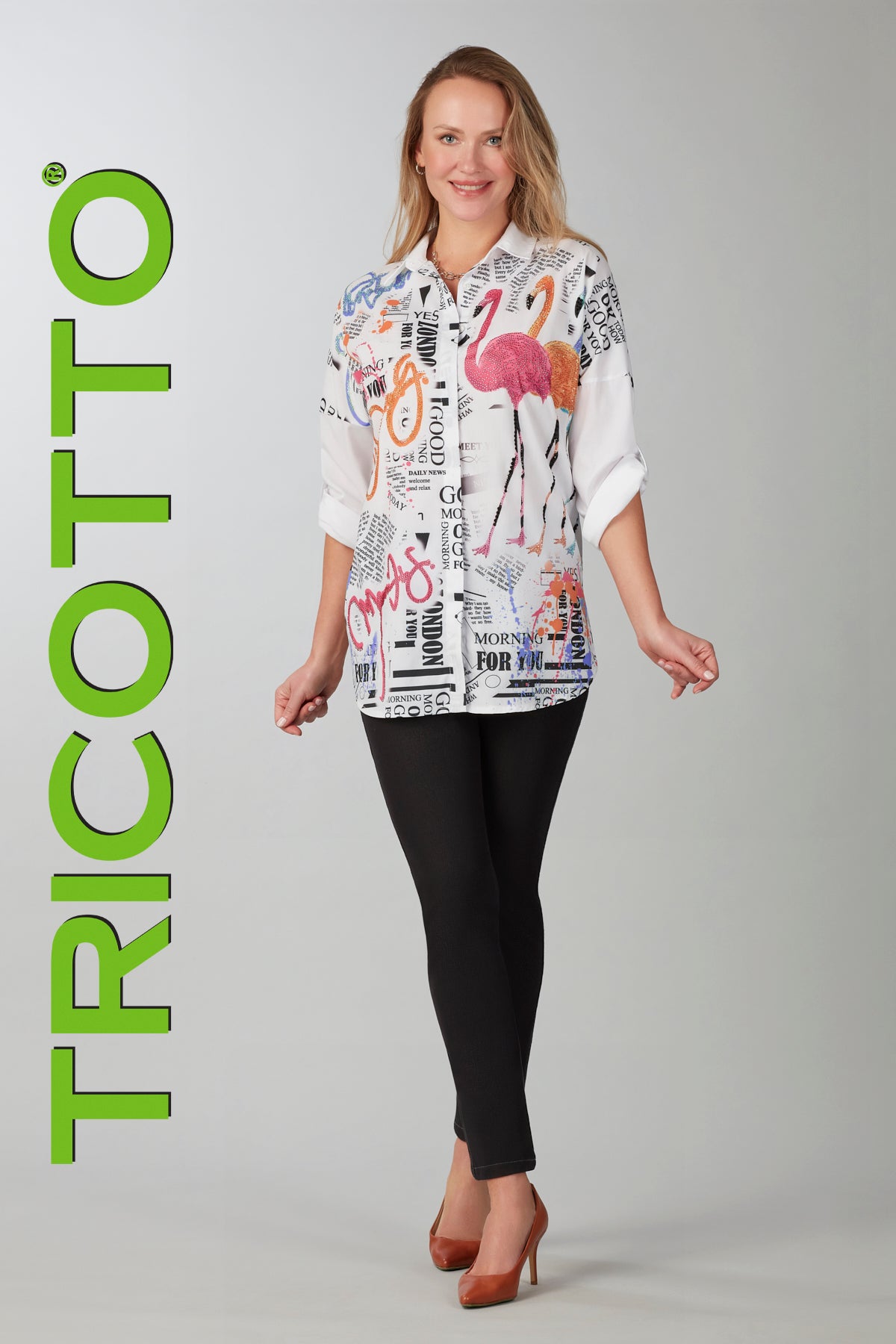 Tricotto Blouse with sequin fashion print detail