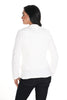 Frank Lyman Wave stretch knit open front jacket with gold zipper detail off white