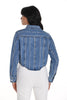 Frank Lyman Montreal Denim Jacket with striking crystal stone detail on front & back.