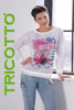 Tricotto lightweight sweater with front sequin print detail in purple pink