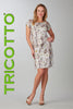 Tricotto T-shirt dress with floral print on front and back