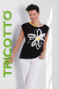 Tricotto Short Black t-shirt with front sequin print detail