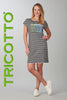 Tricotto striped pattern t shirt dress with front sequin detail