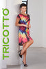 Tricotto T-shirt dress with front sequin detail in bright vivid colors