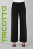 Tricotto wide leg pull on black crop pant with side sequin detail