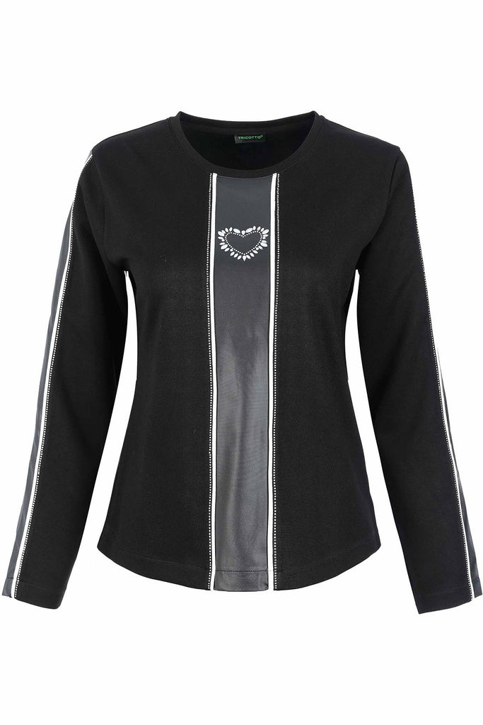 Chic Sequin Sweater With Vegan Detail. Tricotto 96001