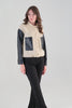 Veste en tricot texturé avec détails de manches en cuir végétalien. Tricotto 96004