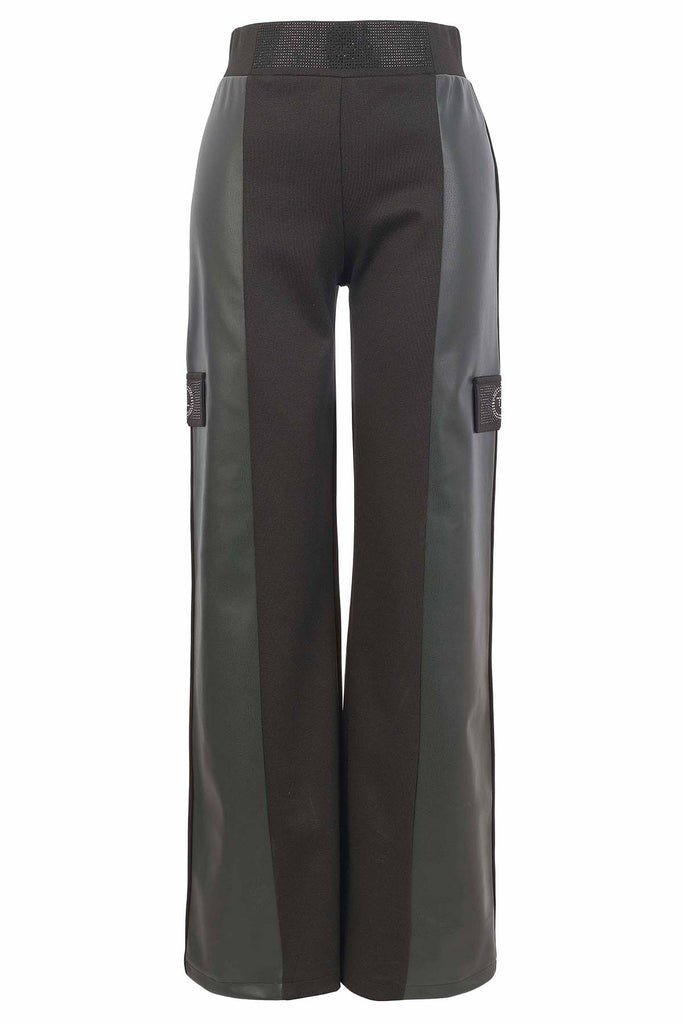 Pantalon en maille haute couture avec détails de sequins végétaliens. Tricotto 96007