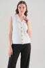 Soft Eyelash Knit Vest With Gold Button Front. Tricotto 96067