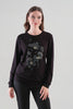 Striking Front Pearl Sequin Knit Top. Tricotto 96069