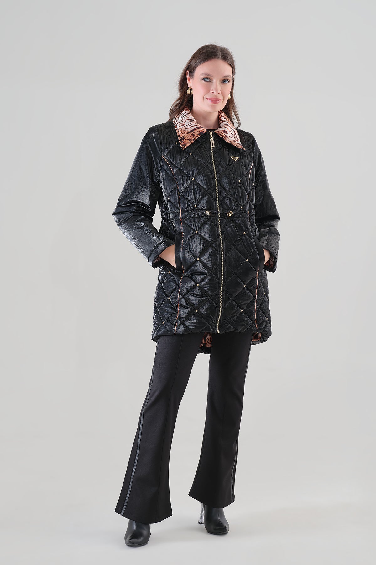 Quilted High Fashion Coat In Flattering Silhouette. Tricotto 96087