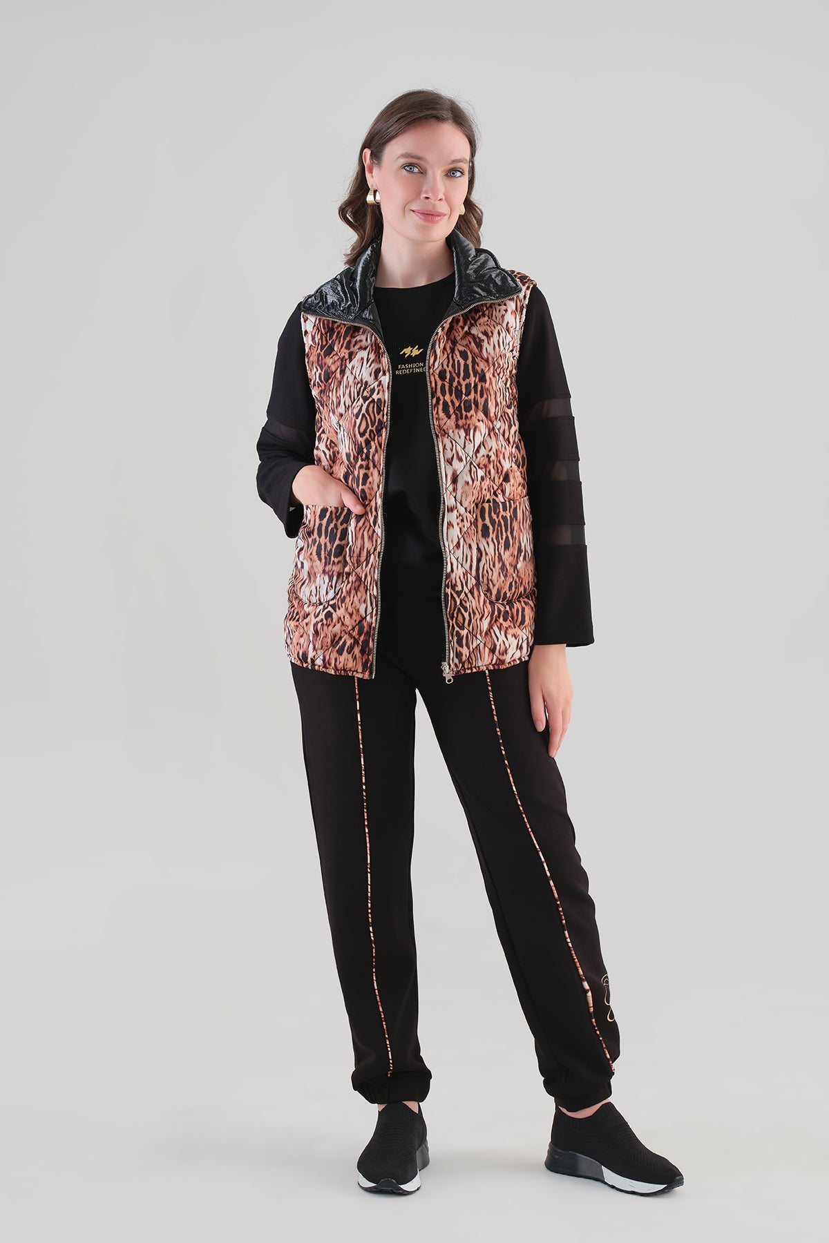 Quilted Puffer Vest With Patch Pockets. Tricotto 96089