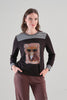 Silky Knit Tunic With Striking Front Sequin Print. Tricotto 96090