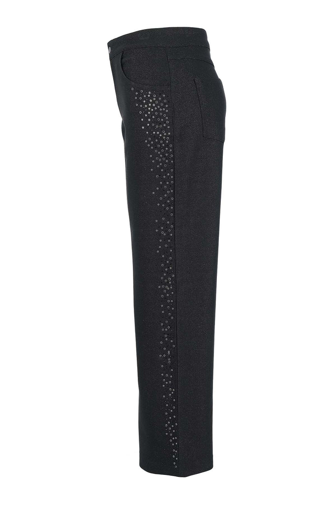 Wide Leg 5 Pocket Pant With Studded Side Detail. Tricotto 96144