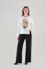 Pull en maille extensible à imprimé floral. Tricotto 96150