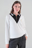 Textured Knit Polo Style Sweater With Front Sequin. Tricotto 96200