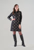 Textured Knit Plaid Dress With Flattering Side Panels. Tricotto 96180