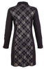 Textured Knit Plaid Dress With Flattering Side Panels. Tricotto 96180