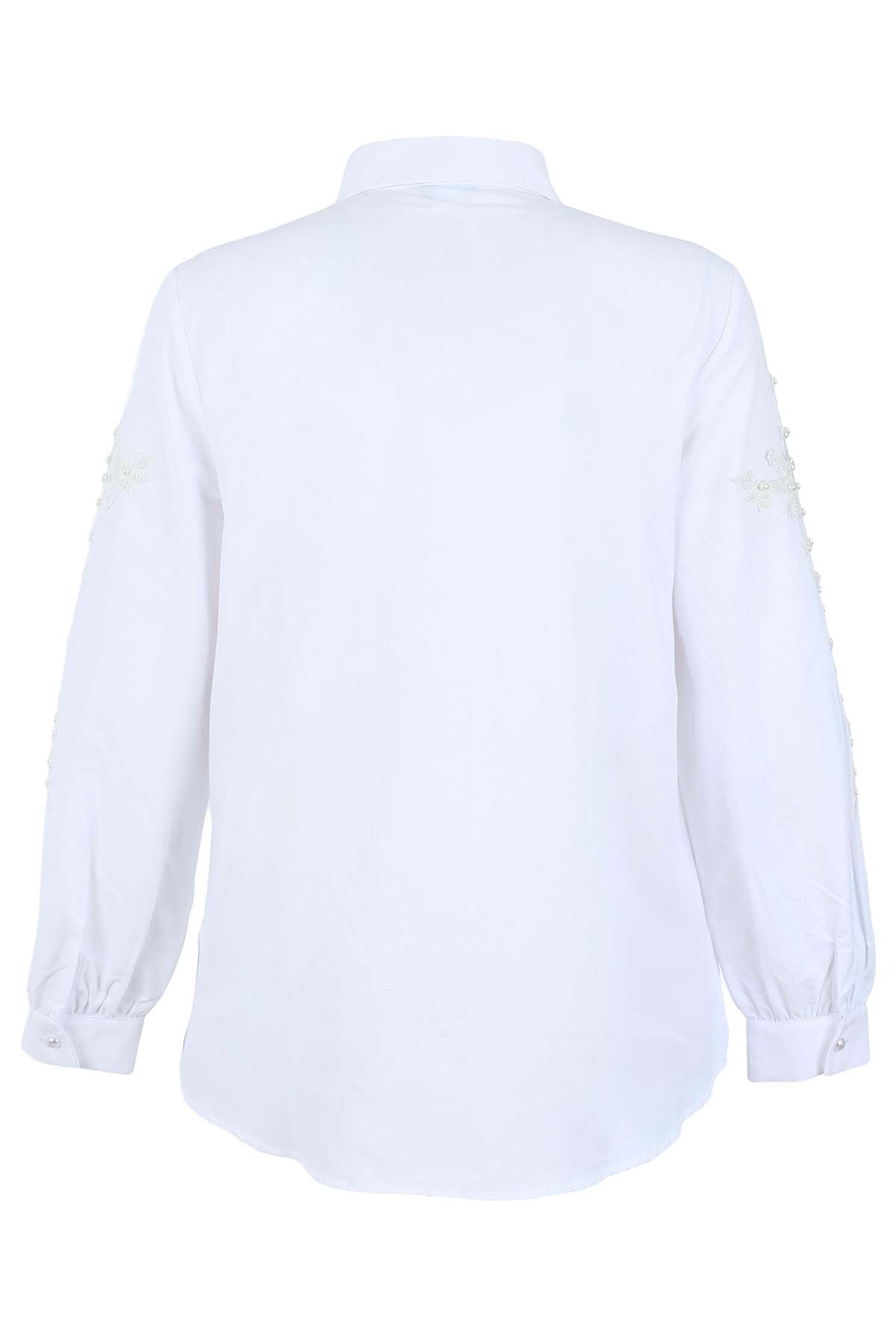 Pearl Detail White Blouse. Tricotto 96207