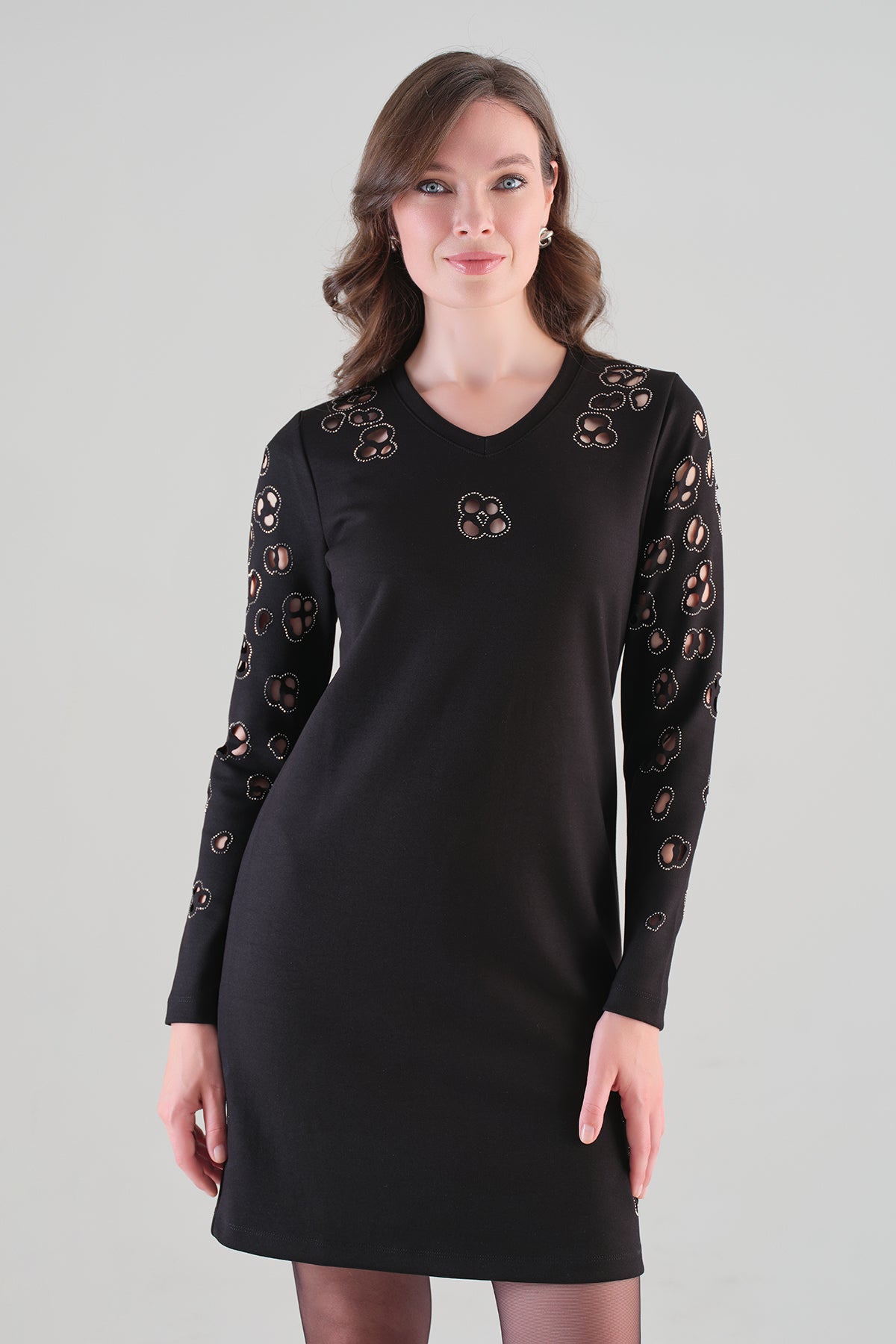 Striking Textured Sequin Knit Dress. Tricotto 96221