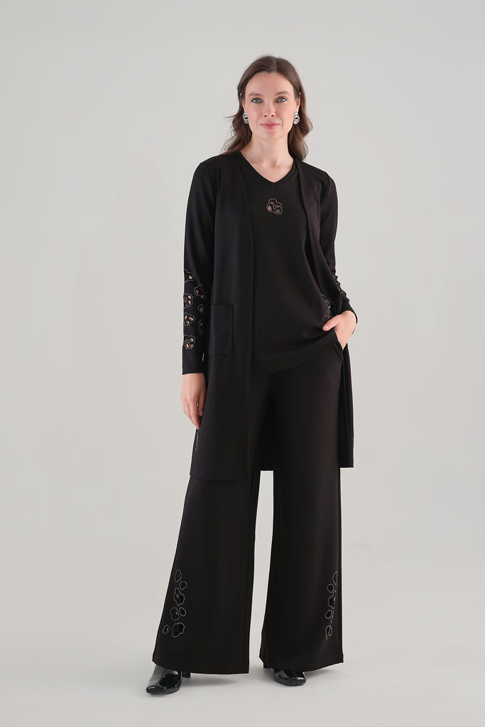 Textured Stretch Knit Long Silhouette Cardigan. Tricotto 96229