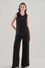 Textured Wide Leg Pull On Pant With Sequin Cut Out. Tricotto 96228