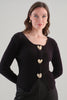 Eyelash Knit Sweater With Gold Heart Front Detail. Tricotto 96230