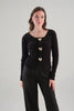 Eyelash Knit Sweater With Gold Heart Front Detail. Tricotto 96230