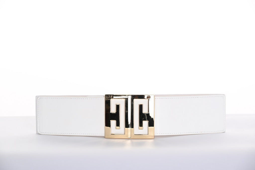 Frank Lyman White polyurethane stretch fashion belt