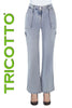 Tricotto Wide Leg Blue Jeans With side sequin and pocket detail.
