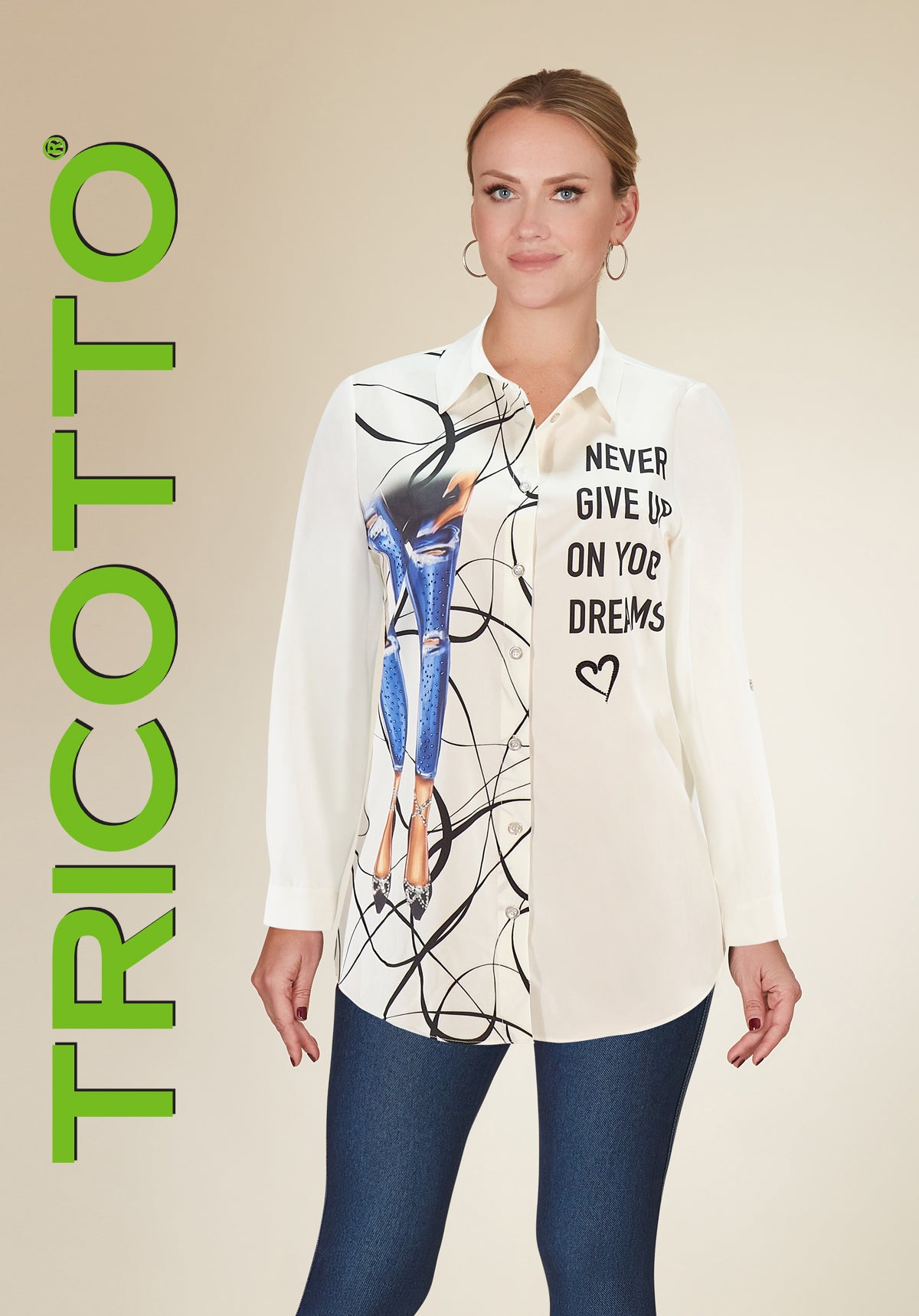 Tricotto High Fashion Blouse With Sequin Print on front and back