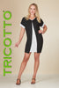 Tricotto Black White Dress With Sequin Front & Back Insert Detail