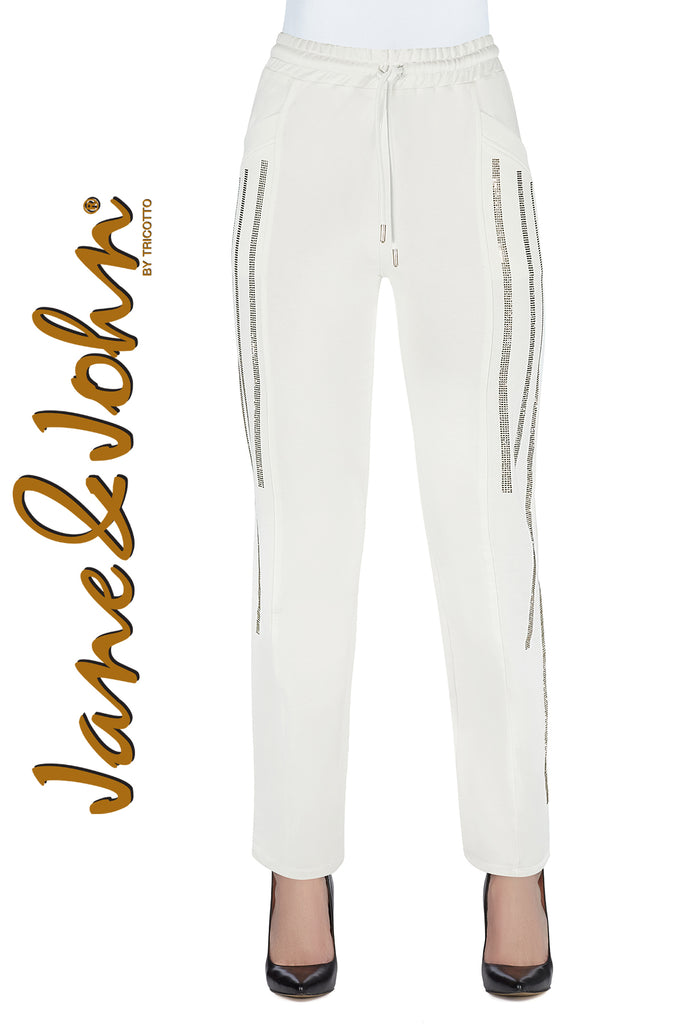 Tricotto Off White Sequin Relaxed Knit Palazzo Pant