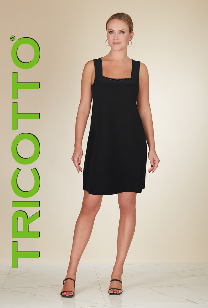 Tricotto Black Sequin Dress-Tricotto Black Sleeveless Tunic Dress