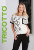 Tricotto black & white t-shirt with front sequin print detail.