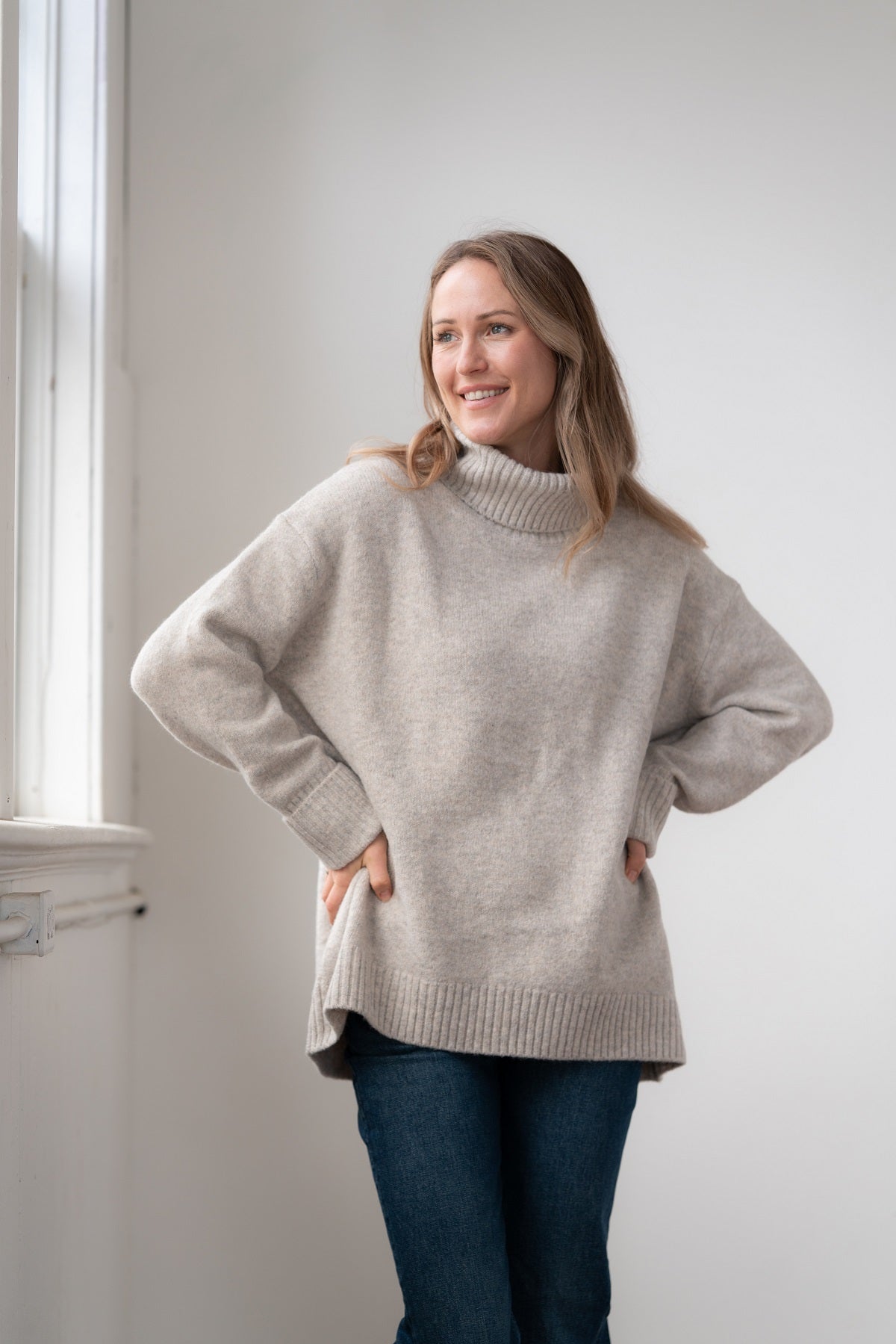 Best Seller. Echo Verde Tunic Sweater In Forest-Fawn and Violicious