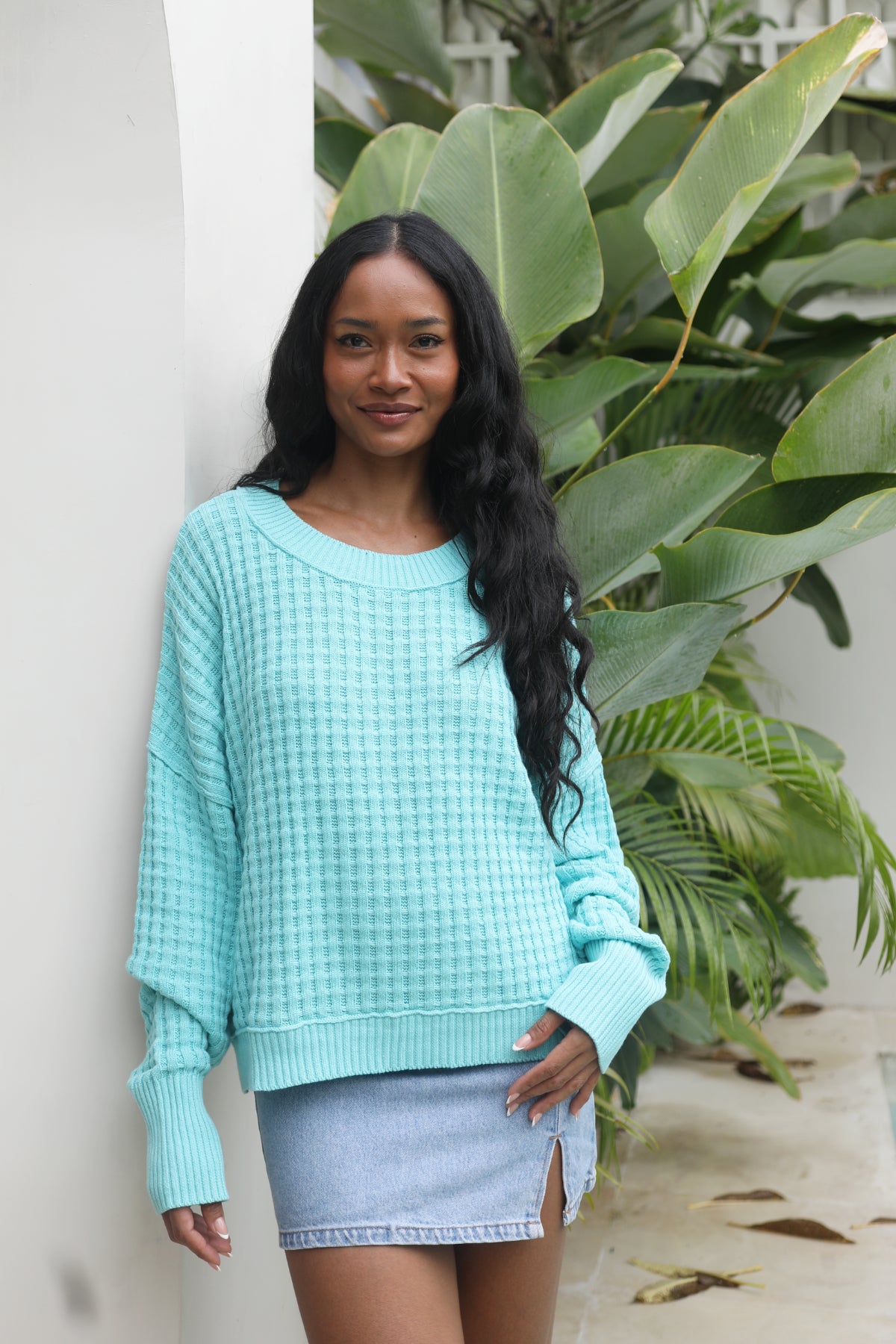 Basket weave sweater in organic cotton