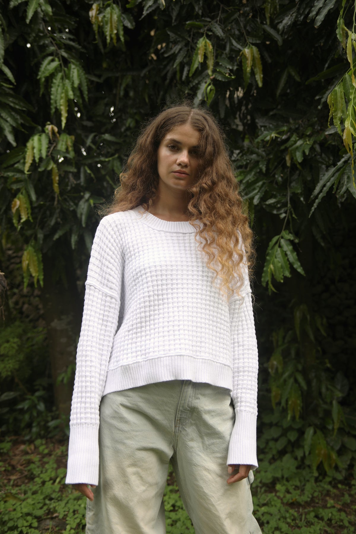 Basket weave sweater in organic cotton