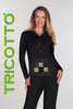Black hoodie with front sequin print detail and pouch pocket