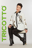 Leopard sequin print blouse in off white black