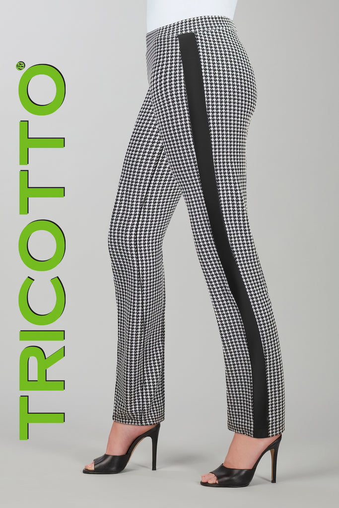 Tricotto black white pull on pant with side polyurethane detail