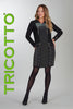 Little black dress with front sequin pocket and vegan polyurethane detail