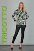 Tricotto Green black tunic sweater with pockets and polyurethane trim detail