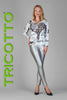 Tricotto Pull on Silver Vegan leather slim silhouette PANT