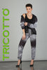 Tricotto Black grey pull on sport pant with front silver sequin detail