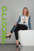 Tricotto Textured knit sweater with sequin fashion print on front