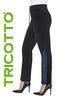 Tricotto Black Relaxed Cotton Blend pant with side blue sequin detail